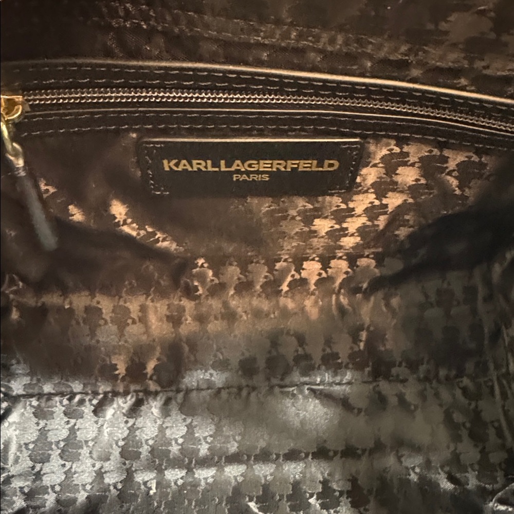 Karl Lagerfeld Black Maybelle Tote Bag With Crossbody Guitar Strap and Dust Bag - Picture 7 of 10